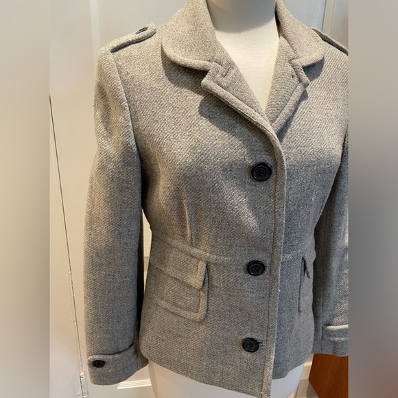 Light Grey Wool Banana Republic Military Blazer - Picture 4 of 6